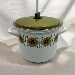 VTG Austria Email Enamel Stock Pot Lid 70s Atomic Starflower Starburst MCM 6Qrtz